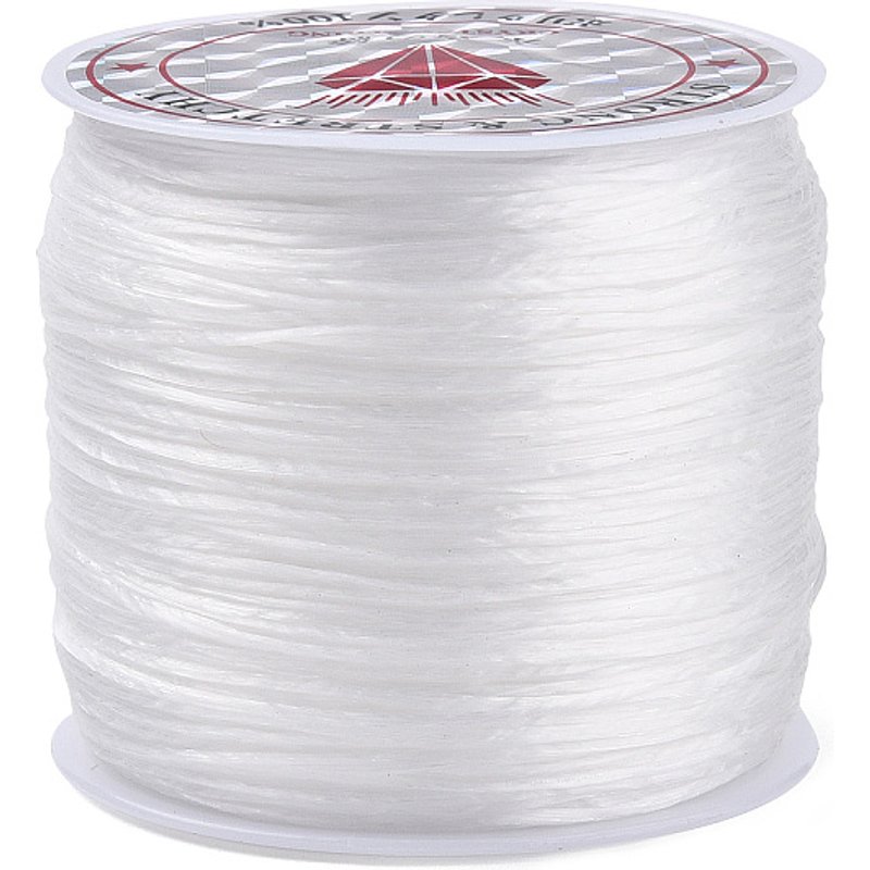 Flat Elastic Crystal String for Stretch Bracelet Making, White — Chains, Wire & Cord