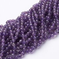 Fil de pierres d'améthyste, rond 4mm, trou 0.8mm, 84-88pcs/fil, 15.3 pouces — Perles à bijoux