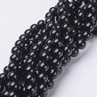 Fil de perles rondes en onyx noir naturel, 8 mm, teintées, 48-52 pcs — Perles à bijoux