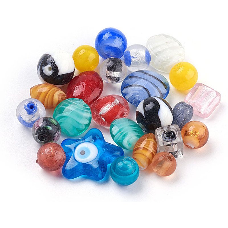 Handmade Lampwork Beads in Assorted Shapes and Mixed Colors — Jewelry Beads