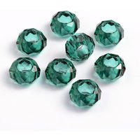 Perles Européennes en Verre, Rondelle, Teal, Grand Trou, Sans Noyau Métallique — Perles à bijoux