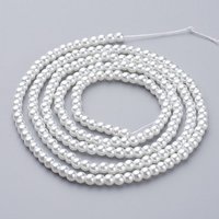 Glass Pearl Beads Strands, Round White, 4-5mm, 200pcs/strand