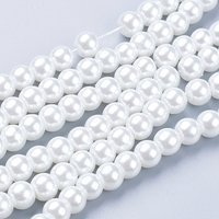 Glass Pearl Beads Strands for Jewelry Making, Round White, 6mm