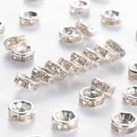 Iron Crystal Rhinestone Spacer Beads, Silver, 6x2.5mm — Jewelry Beads