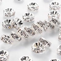 Perles séparatrices en laiton avec strass, Grade AAA, sans nickel, plaquées argent — Perles à bijoux