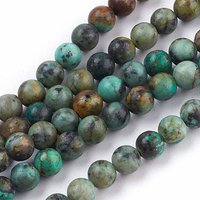 Natural African Turquoise Beads Strands, Round, 6mm, 15 inch
