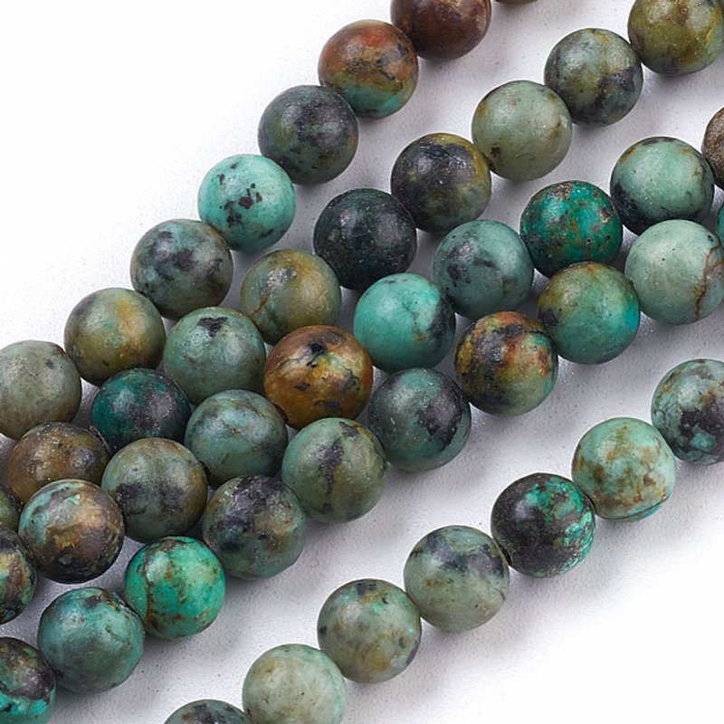 Natural African Turquoise Beads Strands, Round, 6mm, 15 inch — Jewelry Beads