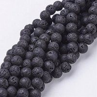 Brins de perles en lave naturelle, rondes, noires, 8mm, 15.4 pouces — Perles à bijoux