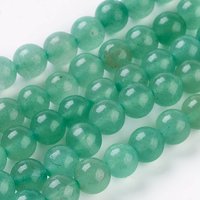 Fil de perles d'aventurine verte naturelle, teintées, rondes, 6mm — Perles à bijoux