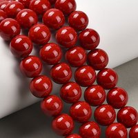 Brins de perles rondes en jade Mashan naturel teintées rouges, 10mm, 41pcs — Perles à bijoux