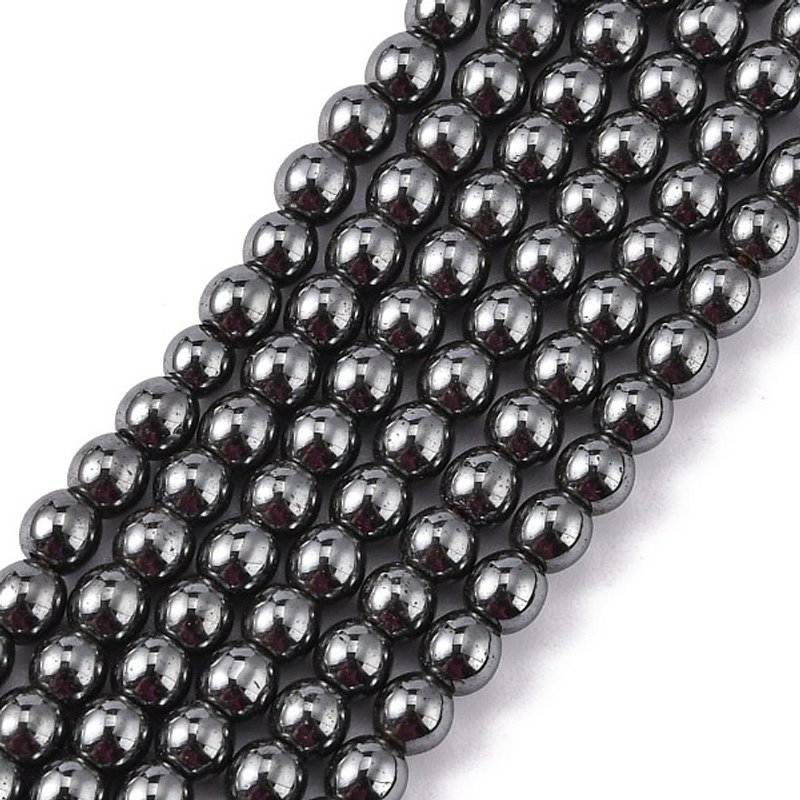Fil de perles en hématite synthétique non magnétique, 4mm, 15 pouces — Perles à bijoux