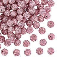 Pave Disco Ball Beads, Polymer Clay Rhinestone Beads, Light Rose — Jewelry Beads