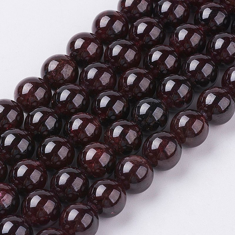 Natural Garnet Gemstone Beads Strands, Dark Red, 8mm, 22pcs — Jewelry Beads