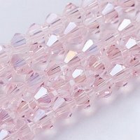 Brins de Perles en Verre, Plaqué Couleur AB, Bicone Facetté, Rose Brume — Perles à bijoux