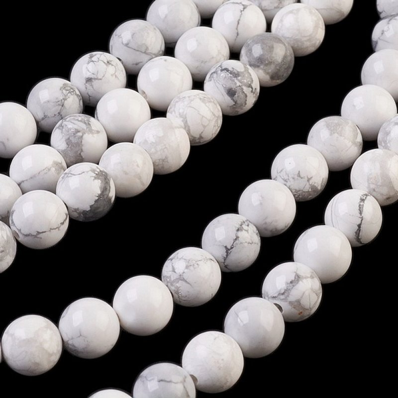 Fils de perles naturelles en Howlite, rond 8mm, trou de 1mm, 15 pouces — Perles à bijoux