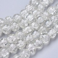 Spray Painted Crackle Glass Beads Strands, Round, Clear, 8mm — Jewelry Beads