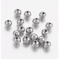 Perles en acier inoxydable 201 résistantes au ternissement, rondes, 4mm
