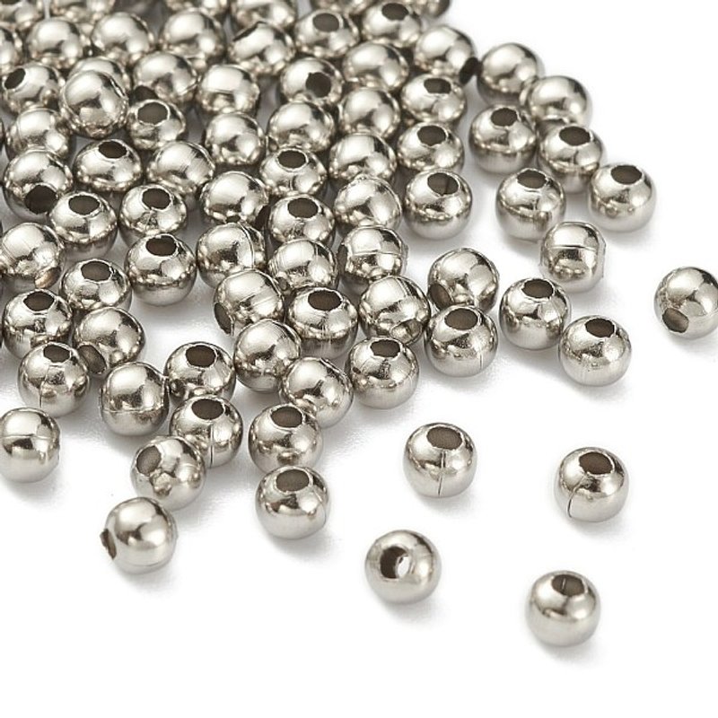 Perles creuses rondes en acier inoxydable 304 pour la fabrication de bijoux — Perles à bijoux