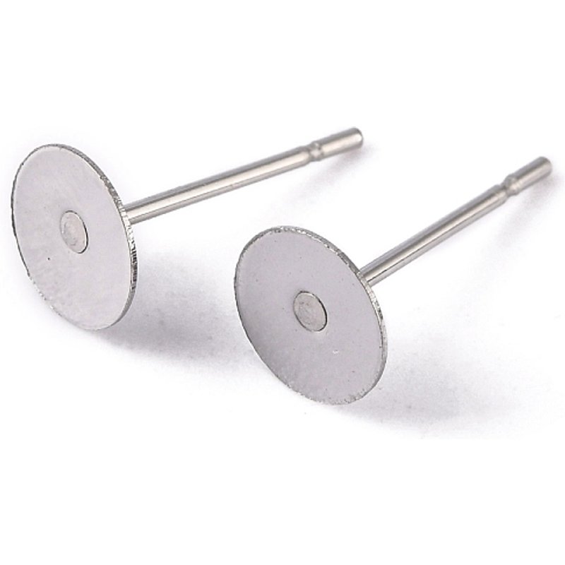 Tarnish Resistant 304 Stainless Steel Flat Round Earring Findings — Jewelry Findings