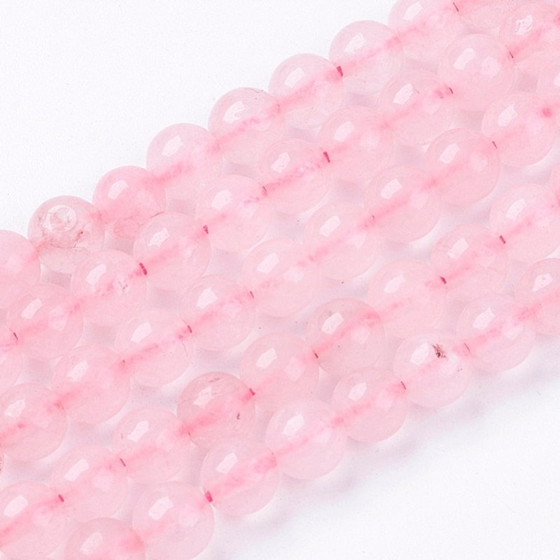 Brins de perles en quartz rose naturel, ronds, 6mm, 63pcs, 14.9 pouces — Perles à bijoux