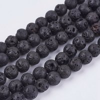 Brins de perles de lave naturelle, rondes, 6.5mm, trou de 0.5mm — Perles à bijoux