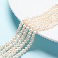 Brins de Perles de Perles deau Douce Cultivées Naturelles, Blanc Crème, 5-6mm