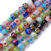 Handmade Millefiori Glass Round Bead Strands, Mixed Colors, 6mm — Jewelry Beads