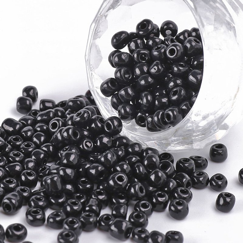 Perles de Verre Noires pour Création de Bijoux - 4mm, Trou de 1.5mm — Perles à bijoux