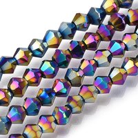 Electroplate Glass Bead Strands, Rainbow Plated, Bicone, 4x4.5mm — Jewelry Beads