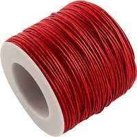 Cords en Fil de Coton Ciré, Rouge, 1mm, 100 verges par rouleau