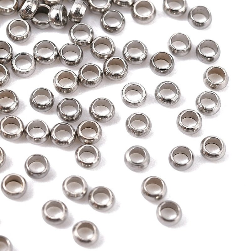 304 Stainless Steel Rondelle Spacer Beads, 2x1mm, Hole: 1mm — Jewelry Beads