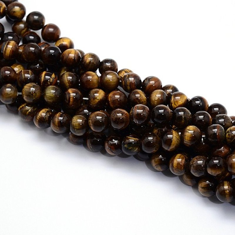 Natural Grade AB Tiger Eye Round Beads Strands, 8mm, 1mm Hole — Jewelry Beads