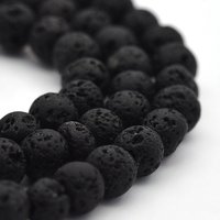 Brins de perles rondes en lave naturelle, 4 mm, 15,5 pouces