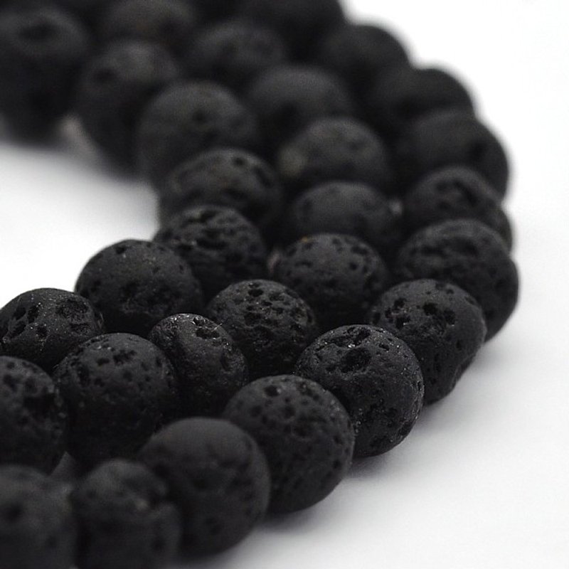 Brins de perles rondes en lave naturelle, 4 mm, 15,5 pouces — Perles à bijoux
