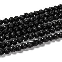 Brins de perles rondes en lave naturelle, 6mm, 15.7 pouces — Perles à bijoux