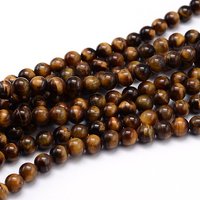 Fil de perles naturelles en œil de tigre, qualité A, rond, 6mm, 15 pouces — Perles à bijoux