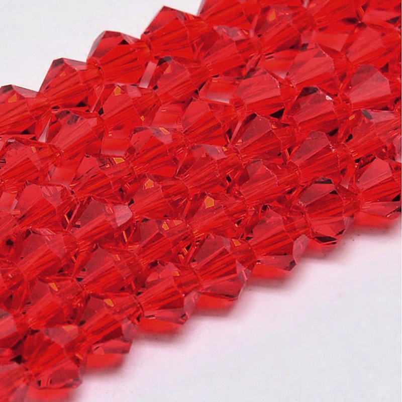 Imitate Austrian Crystal Bicone Glass Beads Strands, Red, 4x4mm — Jewelry Beads