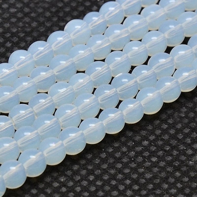 Round Opalite Beads Strands, Grade AA, White, 8mm, 50pcs