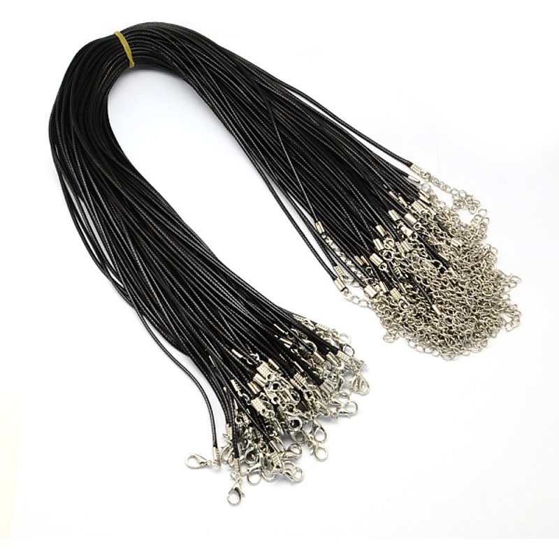 Kit de fabrication de colliers en cordon ciré avec accessoires en fer, noir, 17 pouces — Outils de création de bijoux