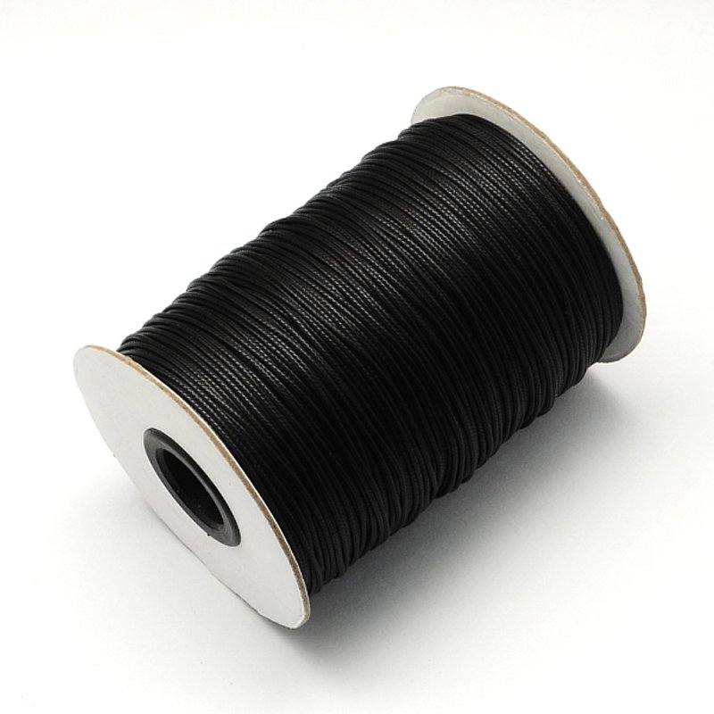 Korean Waxed Polyester Cords, Black, 2mm, 100 yards/roll — Chains, Wire & Cord