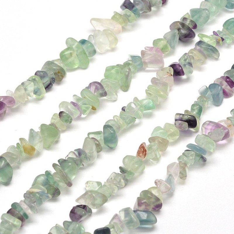 Brins de perles en chip de fluorite naturelle, 5-8mm, trou : 1mm, 31.5 pouces — Perles à bijoux