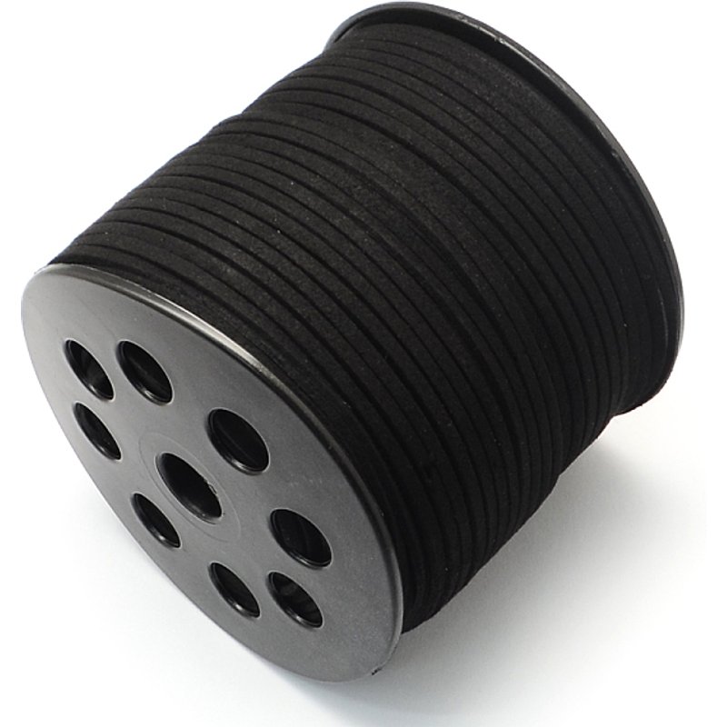 Faux Suede Cord, Black, 2.7x1.4mm, 98.42 yards/roll — Chains, Wire & Cord