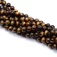 Round Natural Tiger Eye Gemstone Bead Strands, 8mm, 48pcs — Jewelry Beads