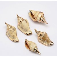 Golden Electroplated Conch Shell Pendants, 26-52mm — Charms & Pendants