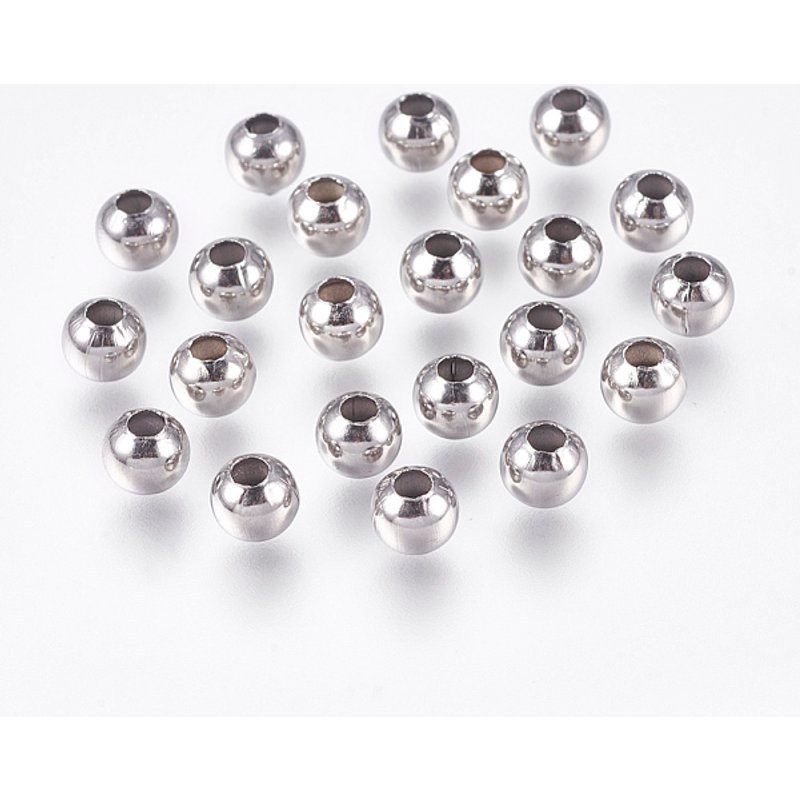 Perles Espacées Rondes en Acier Inoxydable 304 Résistantes à l'Oxyde, 6mm — Perles à bijoux