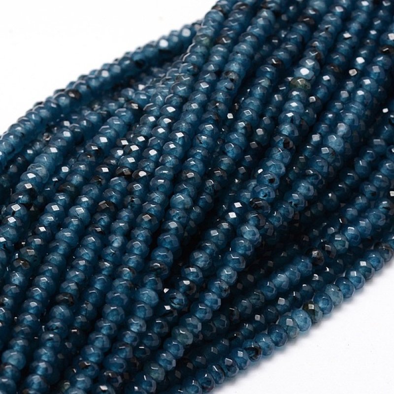 Brins de perles rondelles en jade naturel teinté de Malaisie, bleu marin, 4x2-3mm — Perles à bijoux