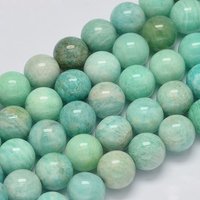 Brins de perles d'amazonite naturelle, rondes, 8mm, 15.7 pouces — Perles à bijoux