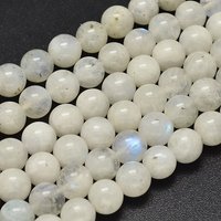 Round Grade A Natural Rainbow Moonstone Bead Strands, 8mm — Jewelry Beads