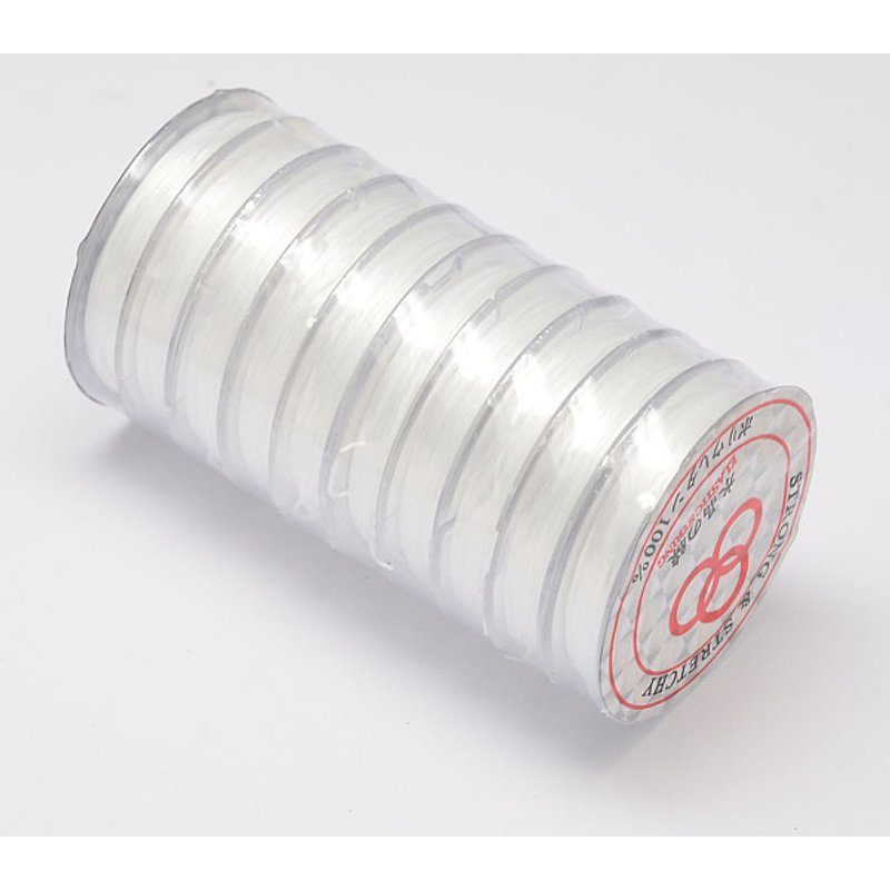 Fil Élastique Cristal Plat pour Fabrication de Bracelets Élastiques, Blanc — Chaînes, fils et cordons
