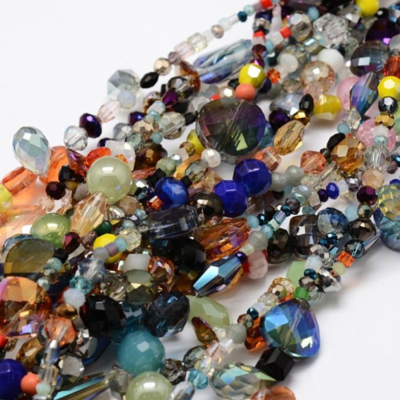 Fils de perles en verre électroplaqué, formes et couleurs variées, 15,74 pouces — Perles à bijoux
